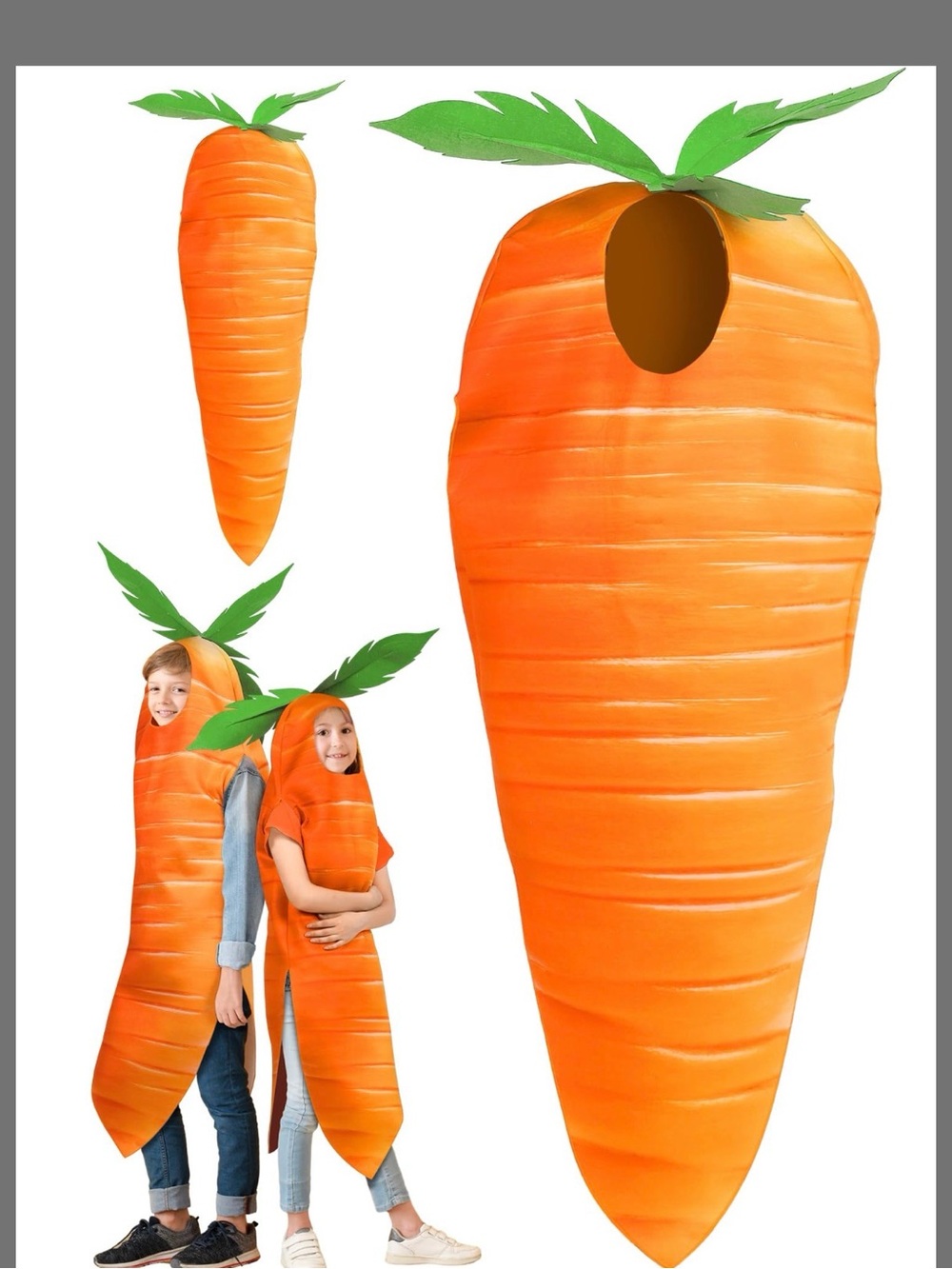 Kids Orange Carrot Costume for Children - Fun Vegetable Dress-Up